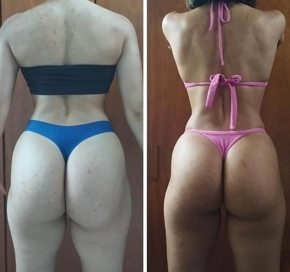 Comparativo de evolução corporal feminina com acompanhamento fitness
